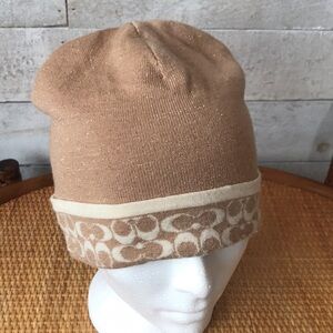 Coach metallic gold speckled merino wool hat